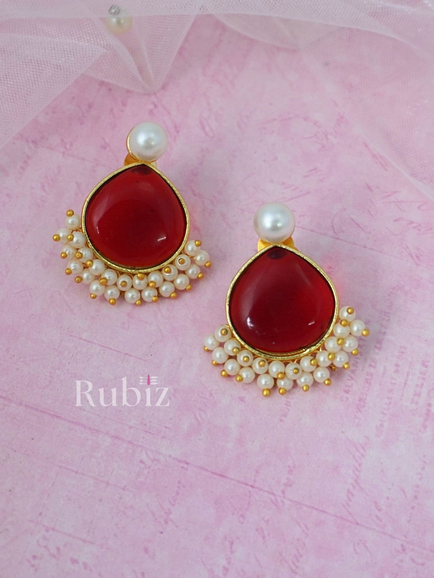 Red Saya Studs