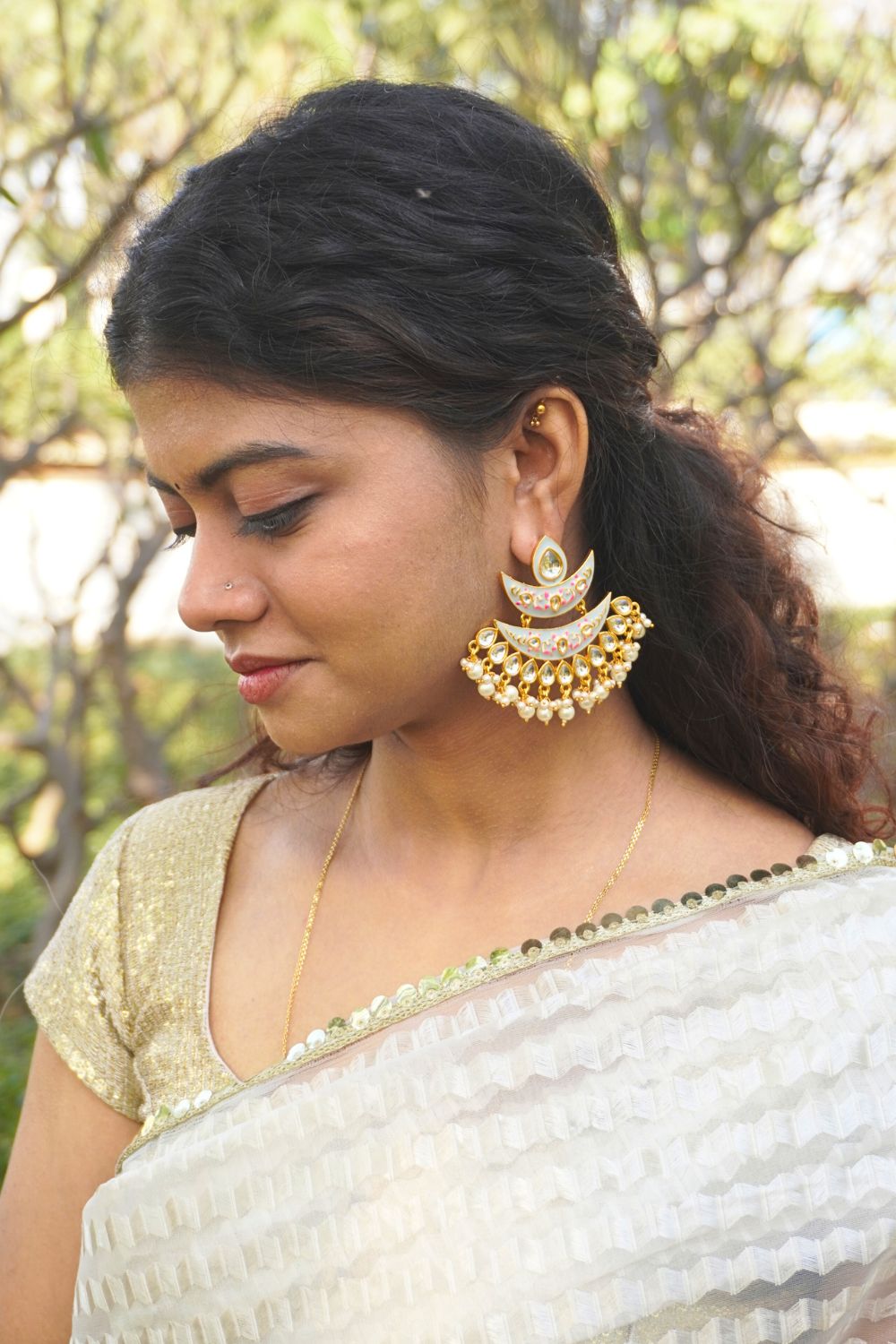 Light Grey Anupriya Chandbalis