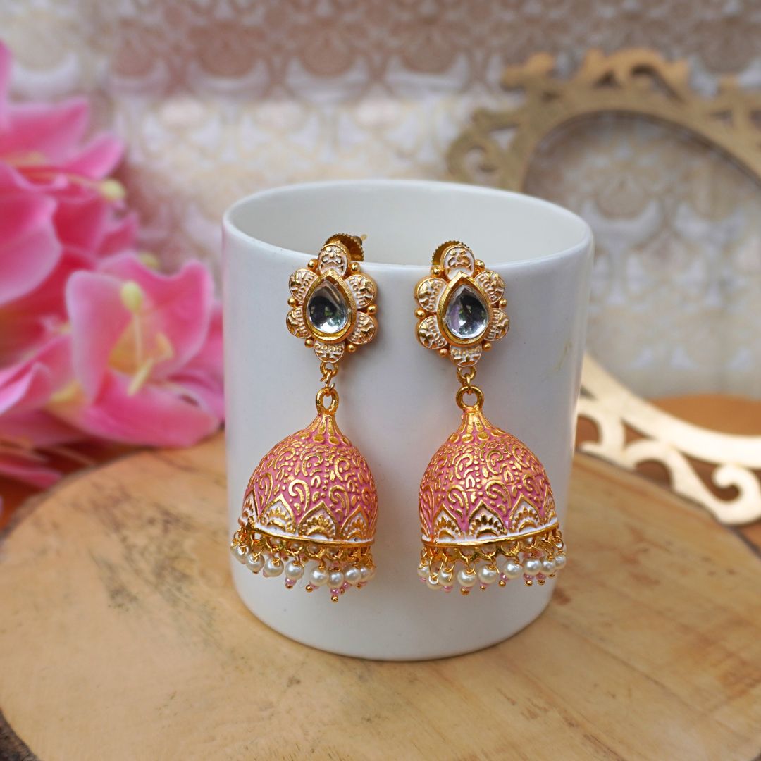 Peach Divya Jhumkas