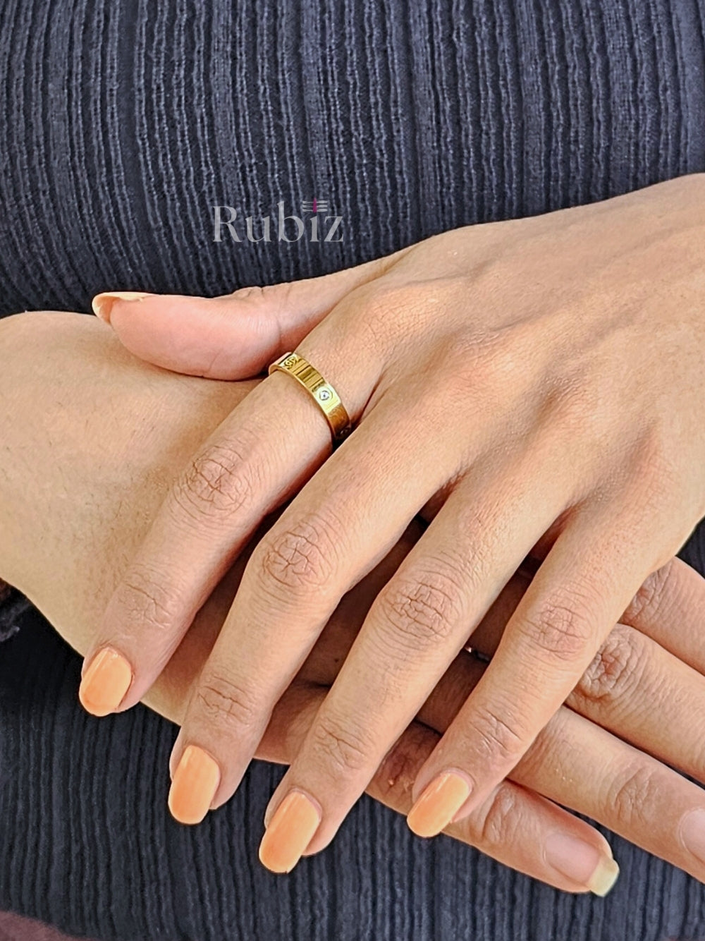 Radiant Stone Stud Band Ring
