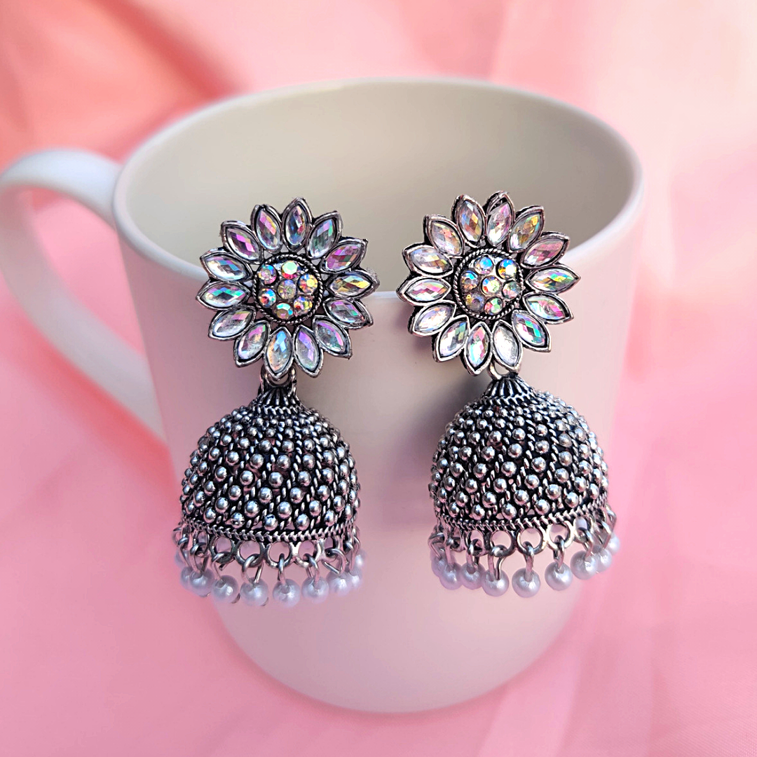 Silver Trisha Jhumkas