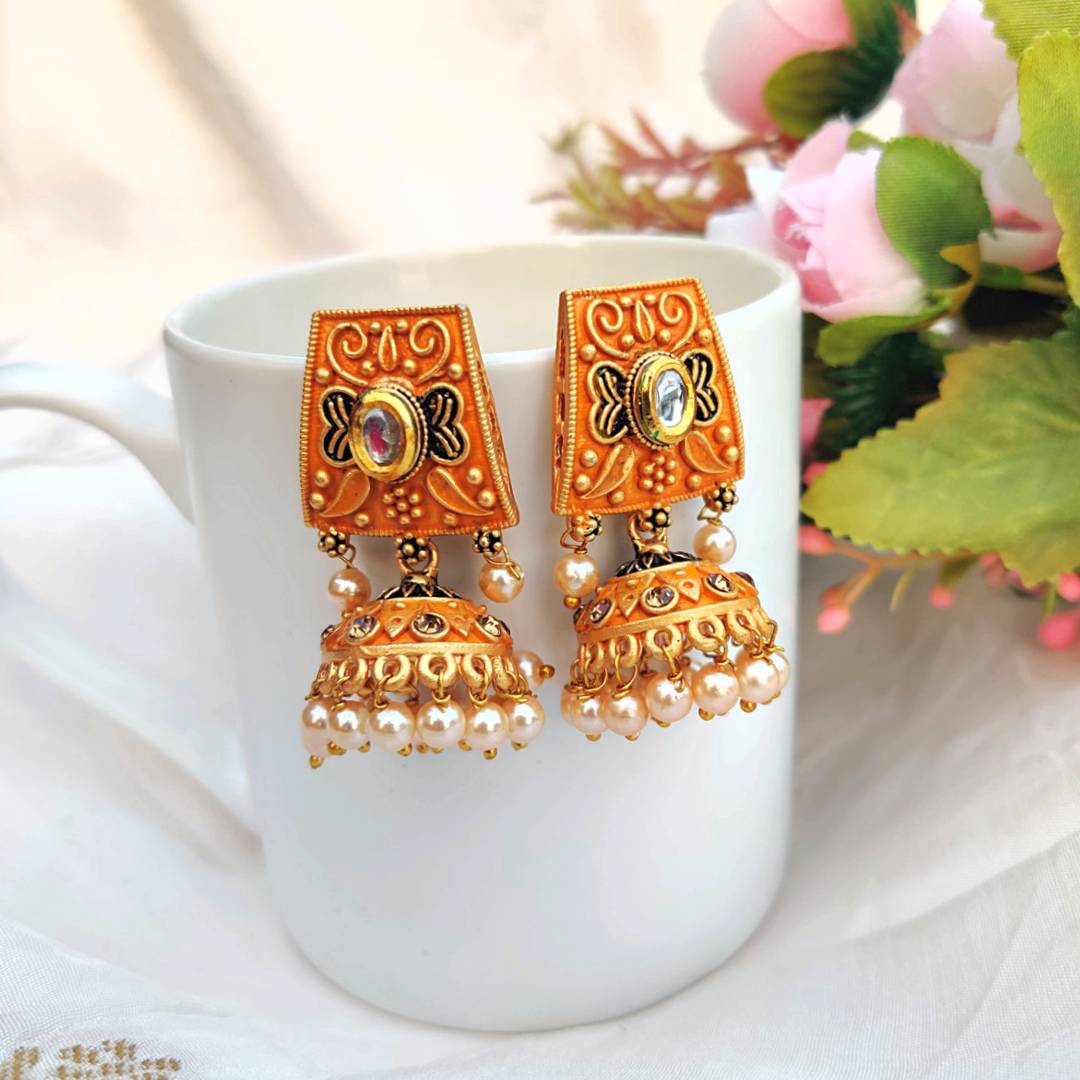 Orange Natasha Jhumkas