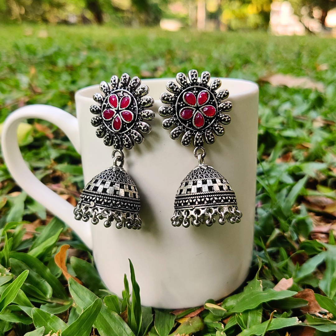 Red Naira Jhumkas