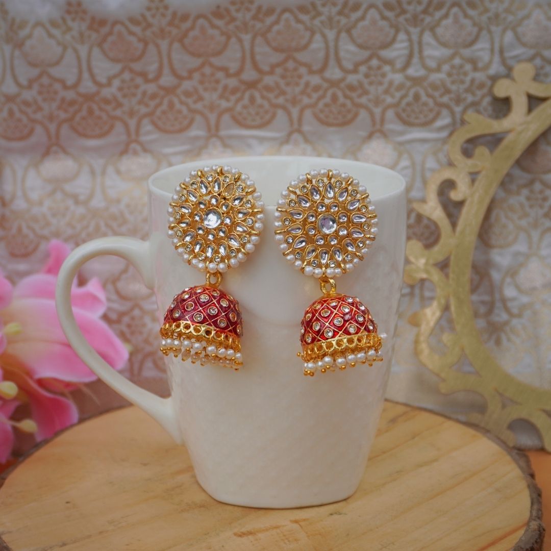Red Komal Jhumkas