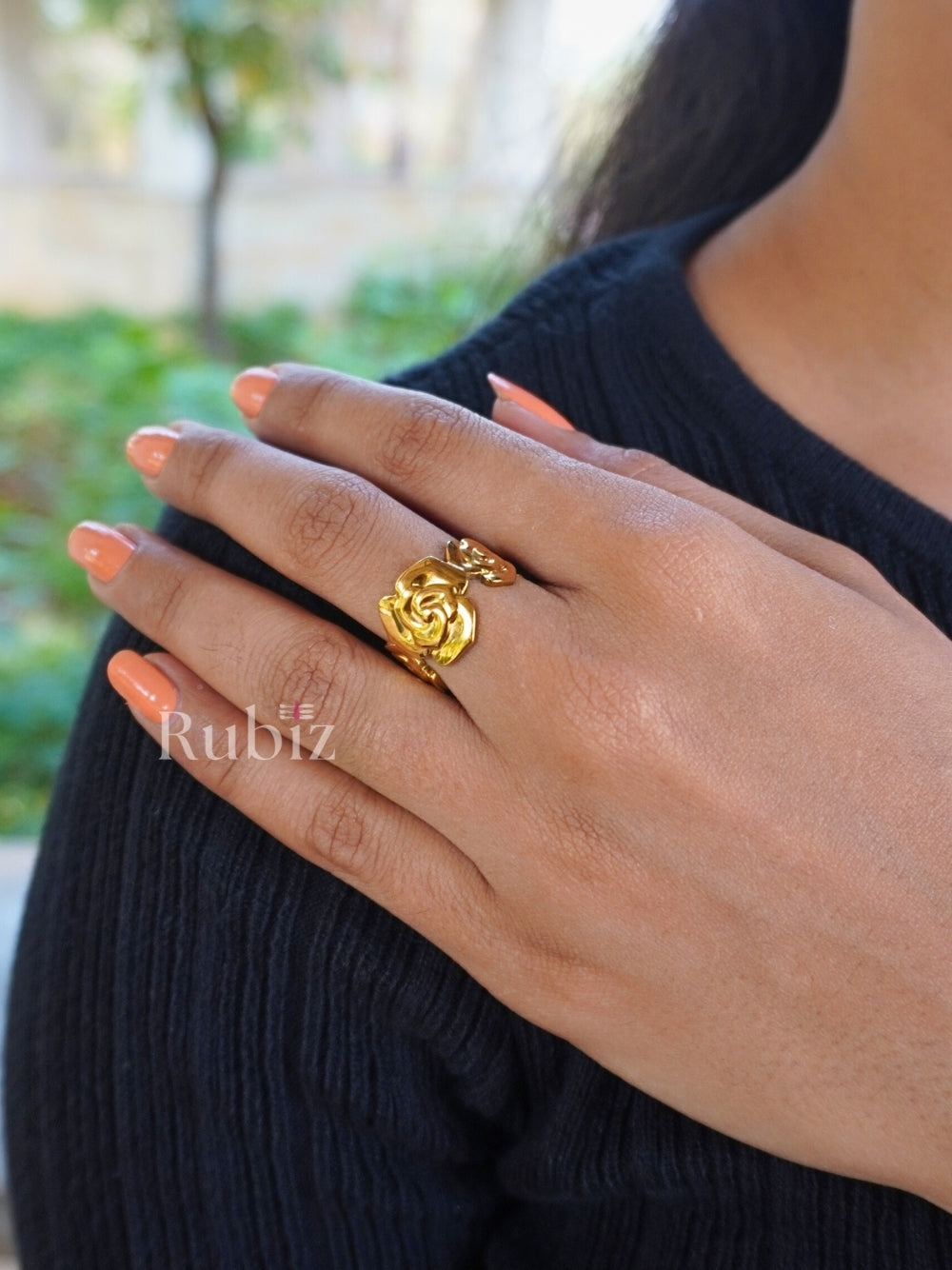 Rose Statement Adjustable Ring