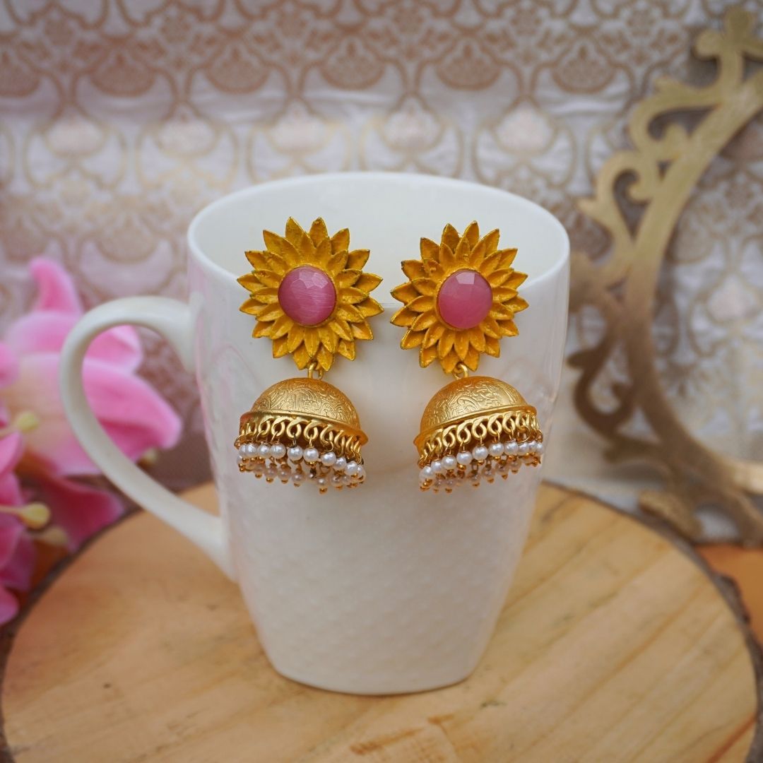 Yellow Blossom Handpainted Jhumkas