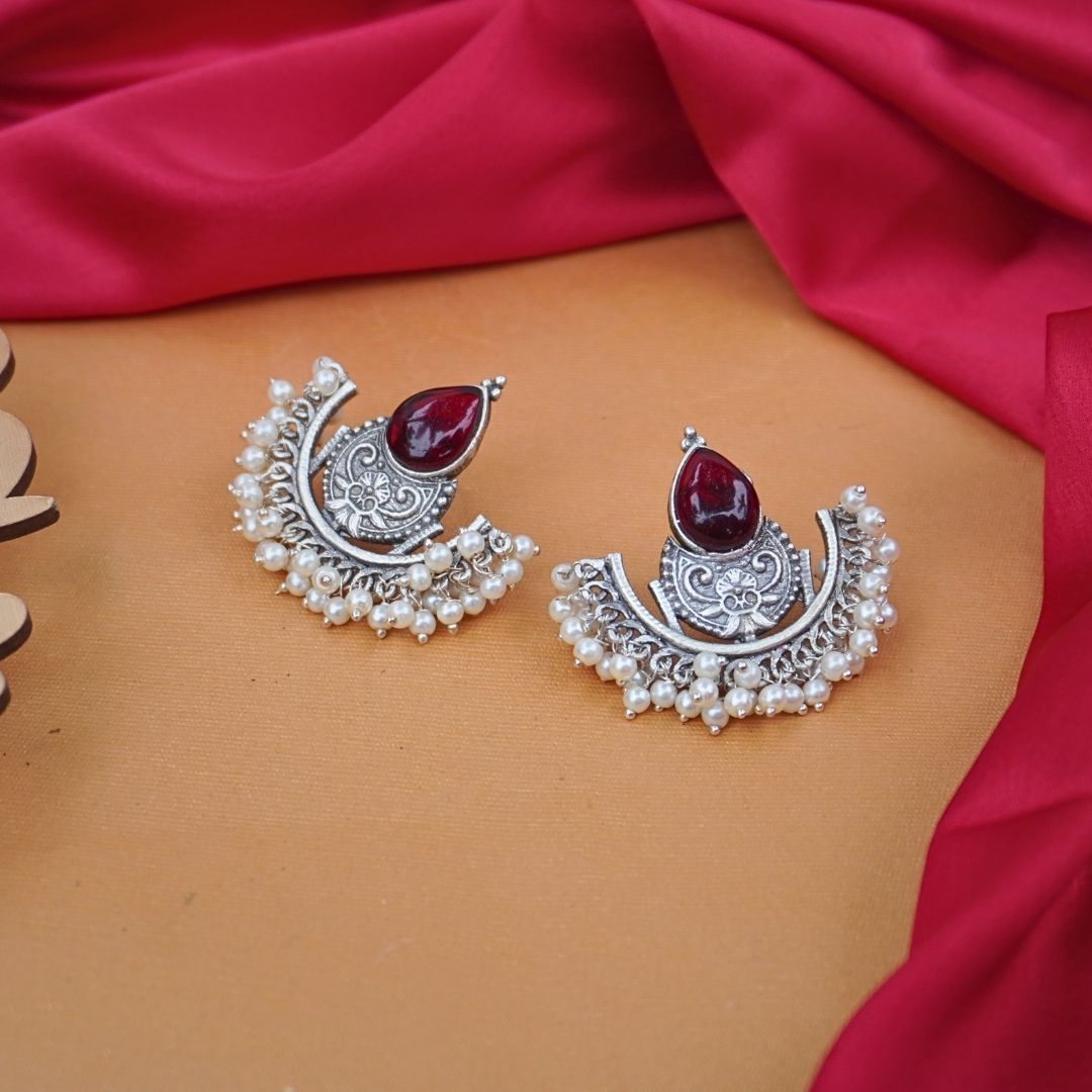 Red Durga Studs