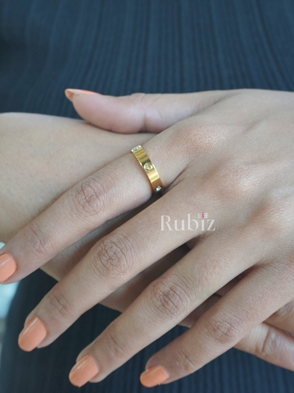 Radiant Stone Stud Band Ring