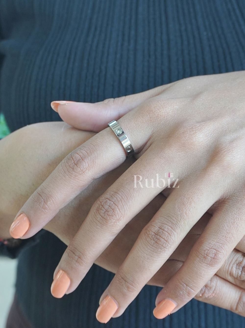 Radiant Stone Stud Band Ring