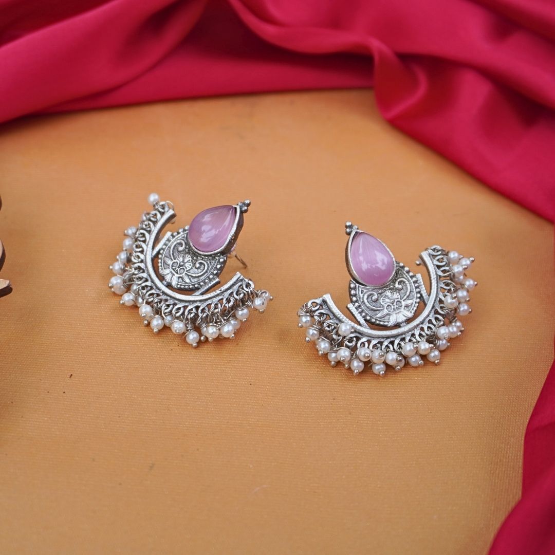 Pink Durga Studs