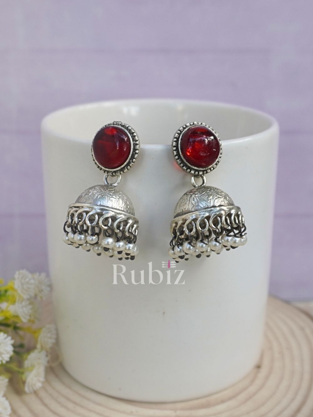 Red Nandini Jhumkas
