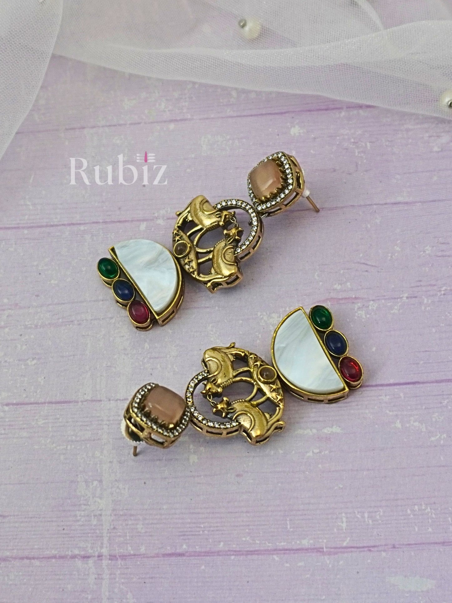 Ivory Sabyasachi Inspired Nandi Danglers