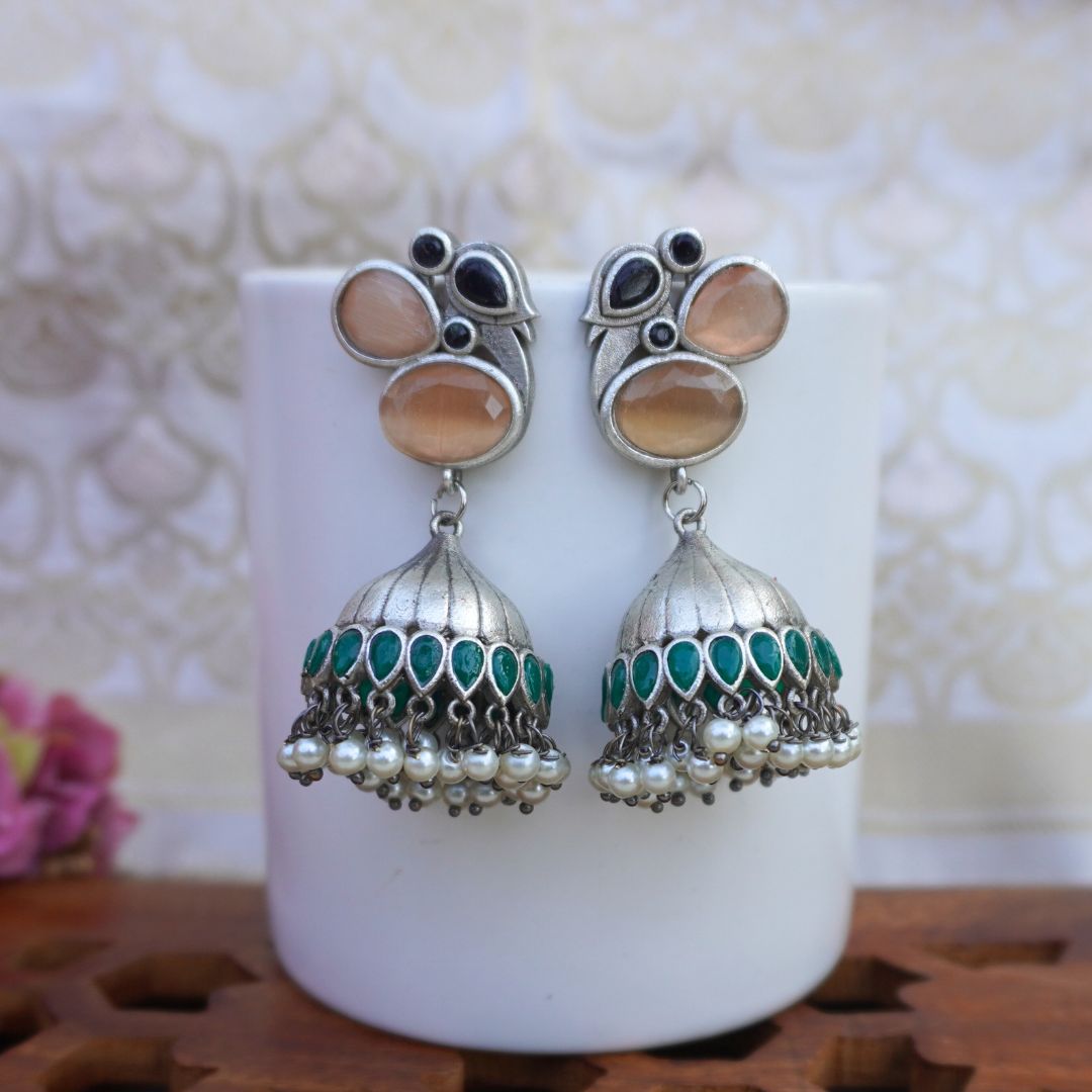 Peach Mohina Jhumkas