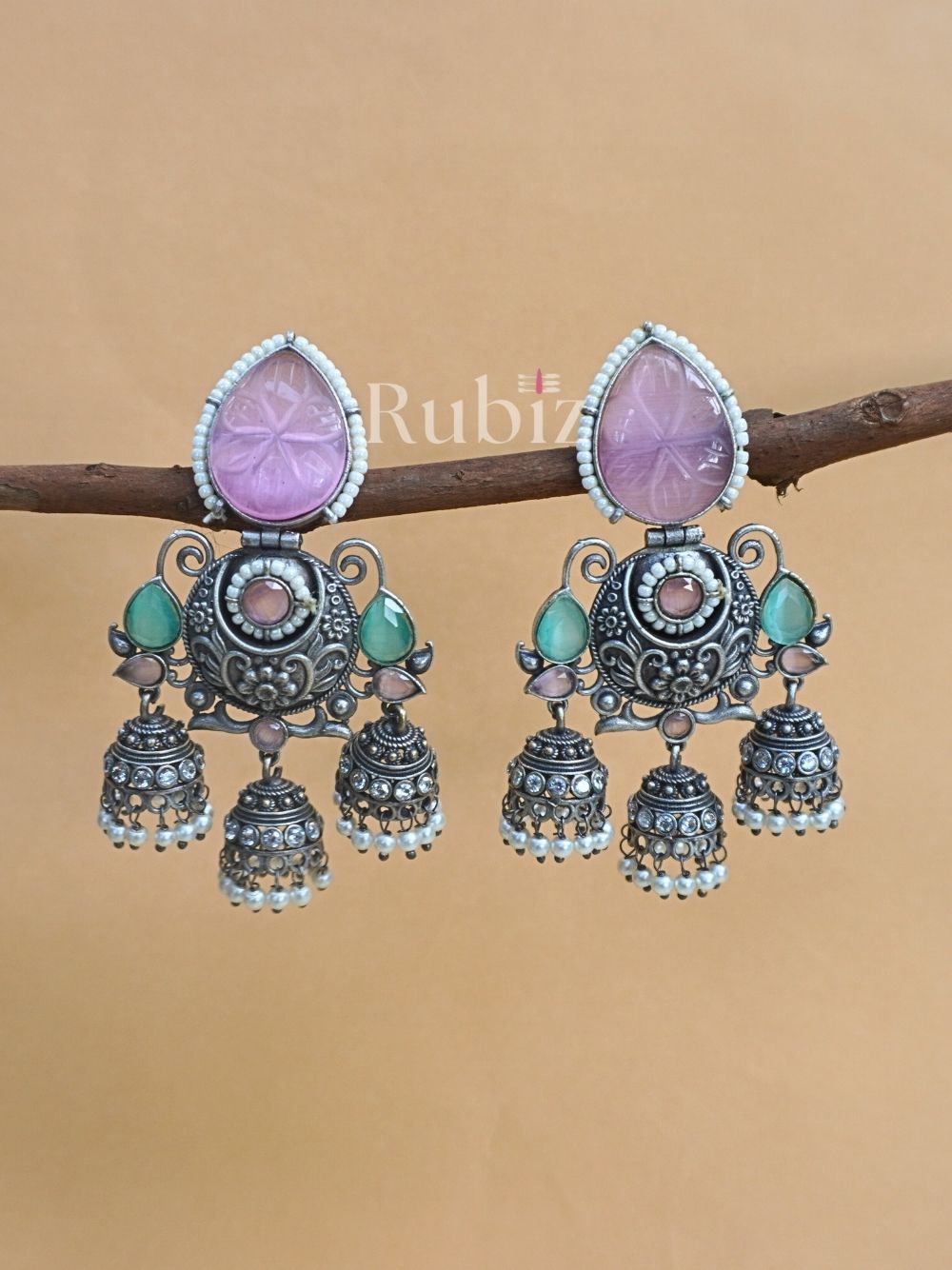 Pink Akansha Jhumkas