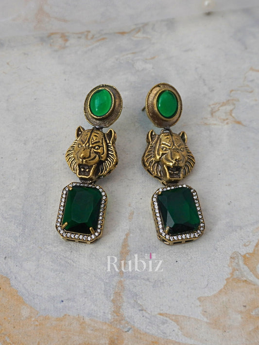 Emerald Sabyasachi Inspired Lion Danglers
