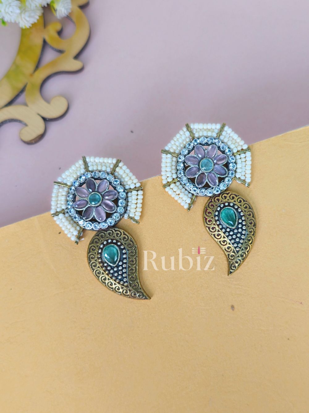 Pink Radhika Studs