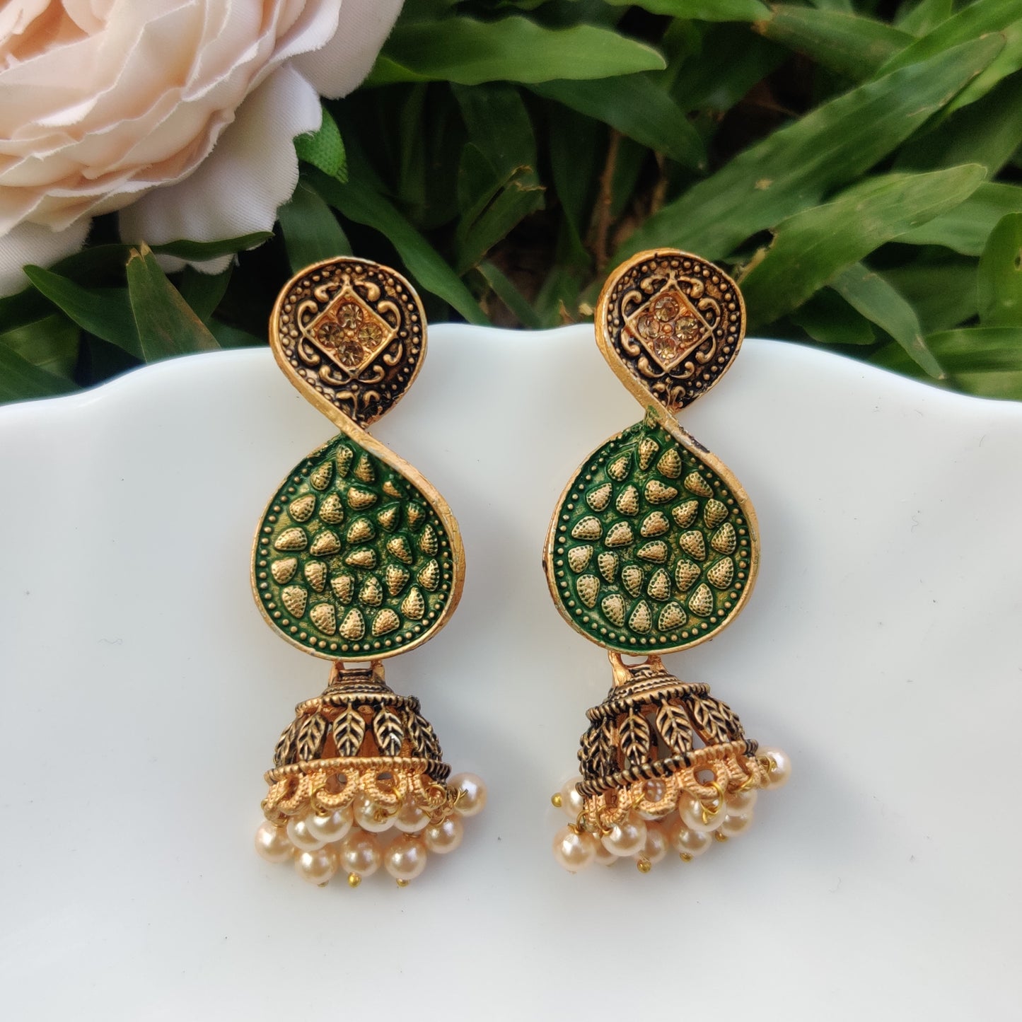 Emerald Infiniti Jhumkas