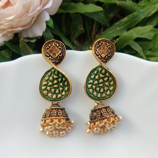 Emerald Infiniti Jhumkas