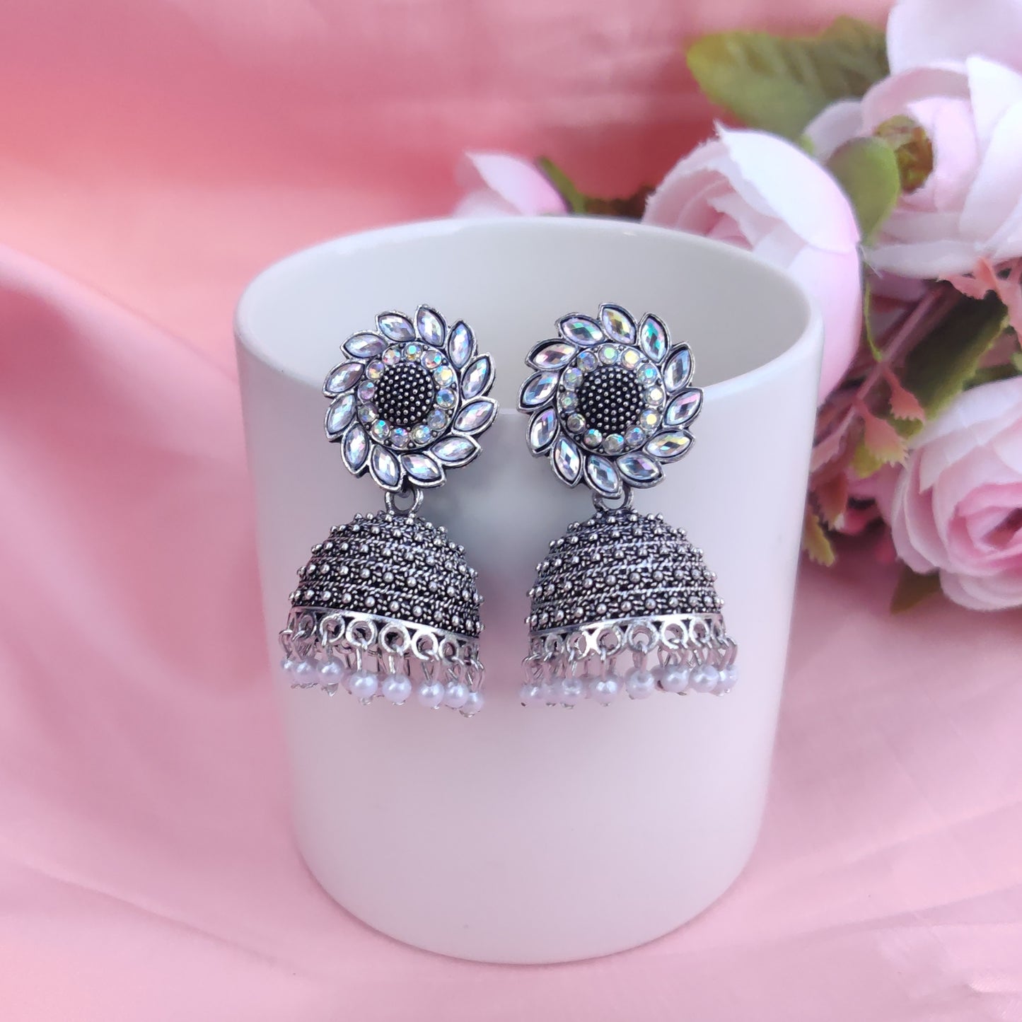 Silver Harita Jhumkas
