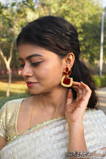 Red Navya Danglers