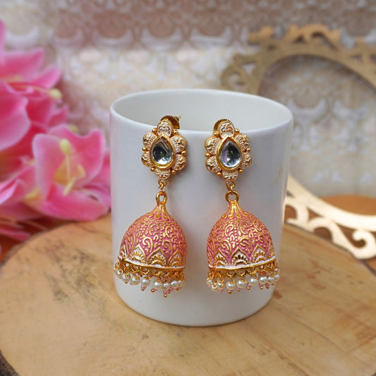 Peach Divya Jhumkas