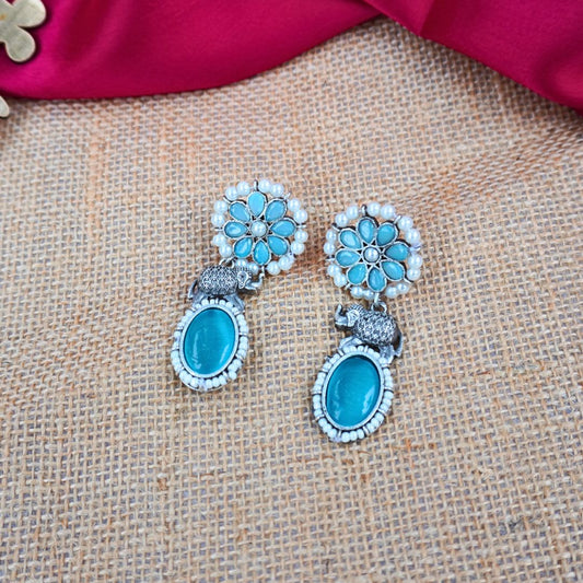 Turquoise Haathi Drop Earrings