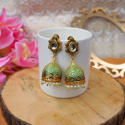 Green Divya Jhumkas