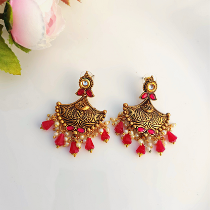 Deep Pink Ishani Danglers