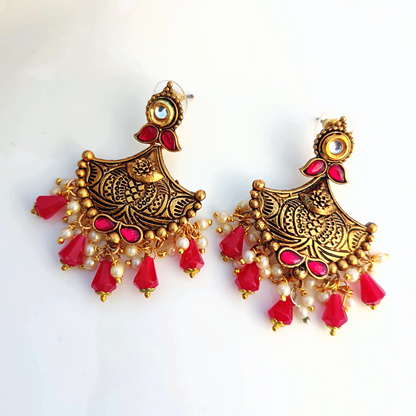 Deep Pink Ishani Danglers