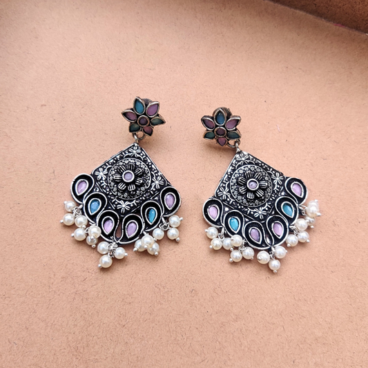 Kanak Silver Oxidised Earrings