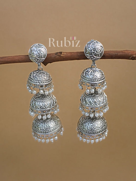 Silver Rani Jhumkas