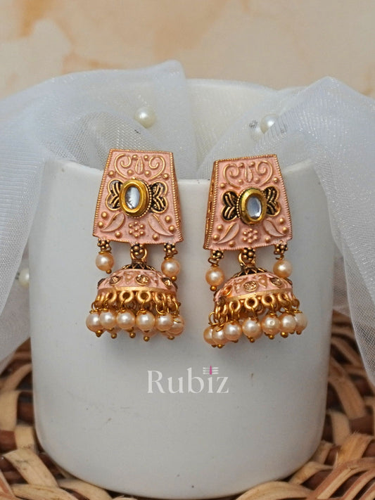 Peach Natasha Jhumkas