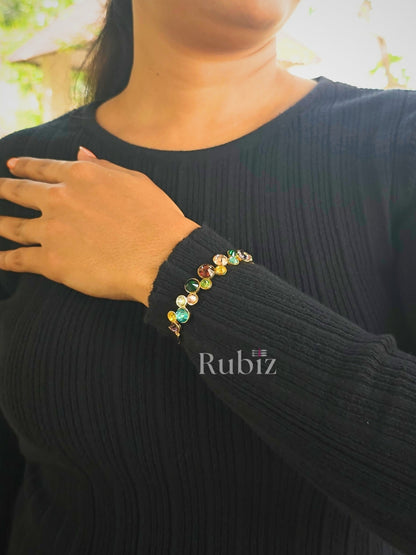 Subtle Elegance Multi Color Gold Bracelet
