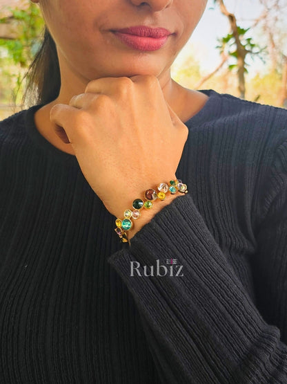 Subtle Elegance Multi Color Gold Bracelet