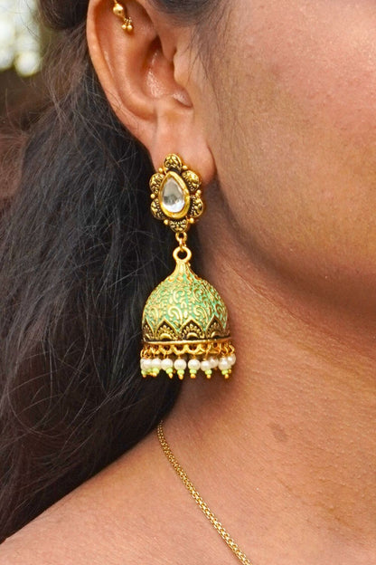 Green Divya Jhumkas