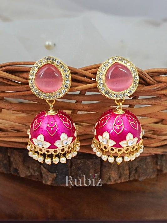 Pink Avleen Jhumkas