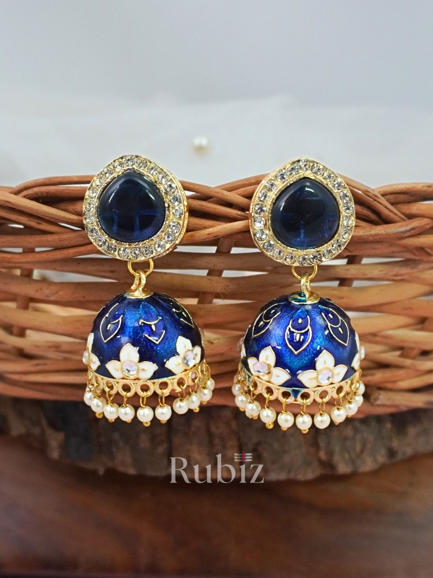 Blue Avleen Jhumkas