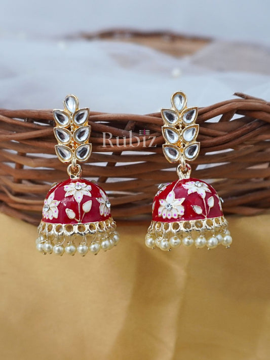 Red Hima Jhumkas