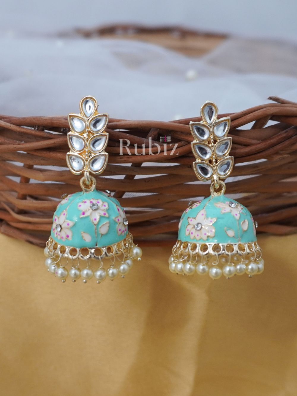 Sky Blue Hima Jhumkas