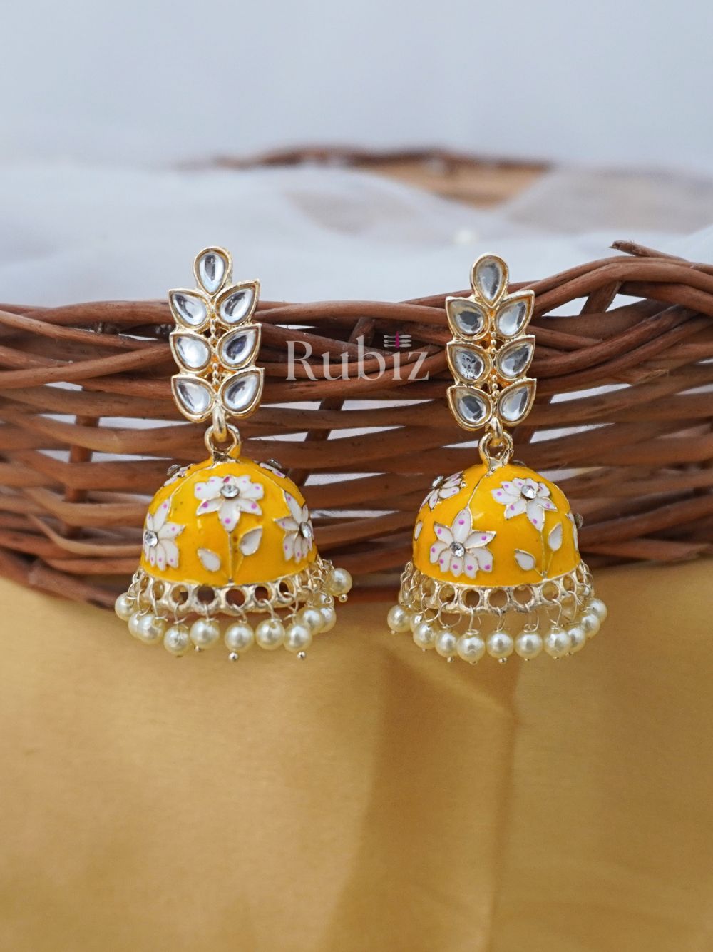 Yellow Hima Jhumkas