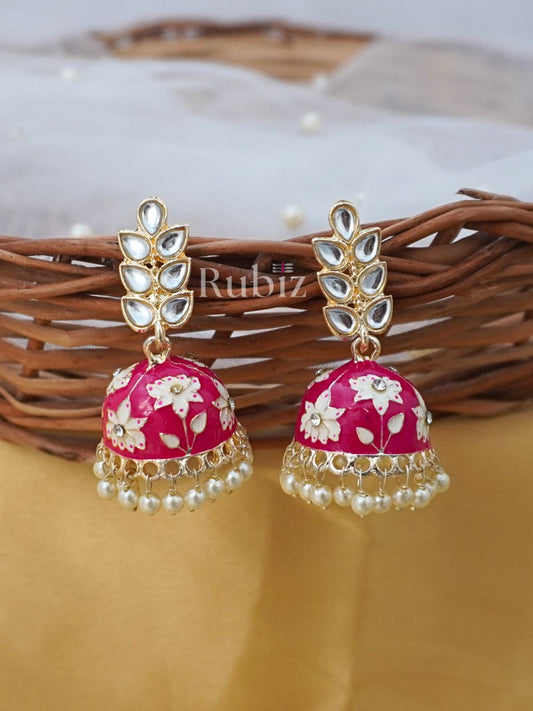 Deep Pink Hima Jhumkas