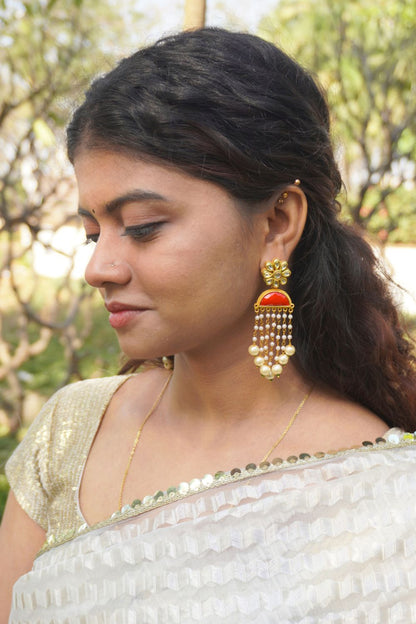 Red Meenakshi Danglers