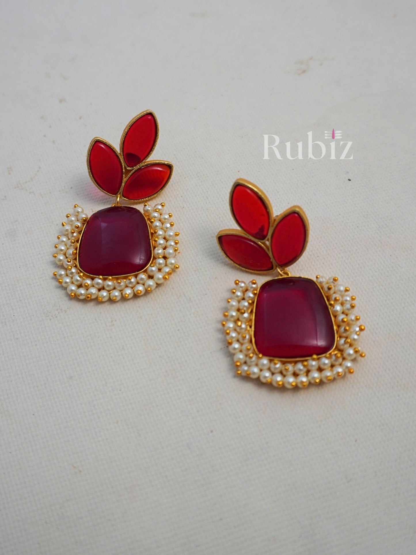 Red Navya Danglers