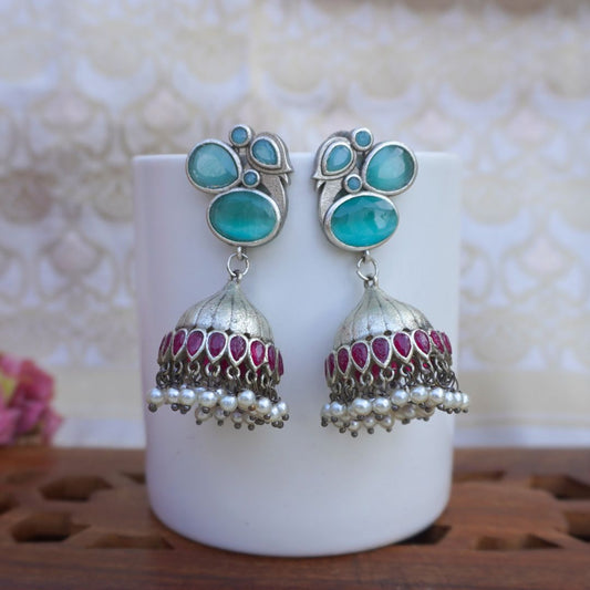 Blue Mohina Jhumkas