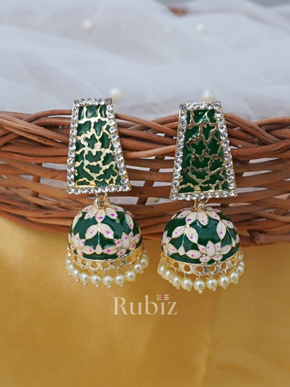 Emerald Barkha Jhumkas