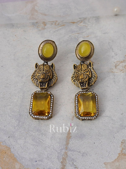 Yellow Sabyasachi Inspired Lion Danglers