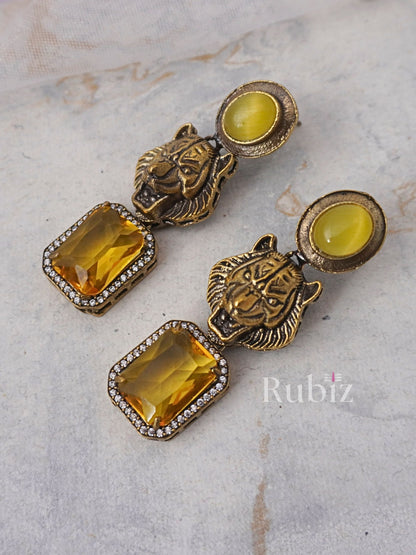 Yellow Sabyasachi Inspired Lion Danglers