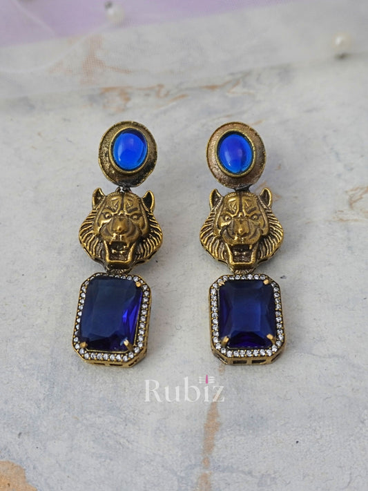 Blue Sabyasachi Inspired Lion Danglers