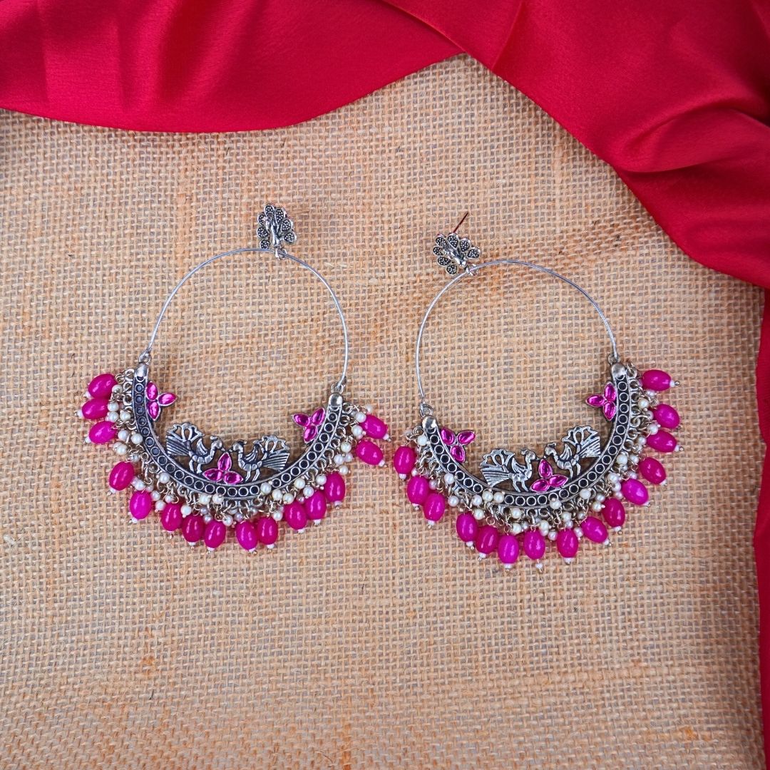 Pink Prisha Chandbali - Elegant Ethnic Jewelry