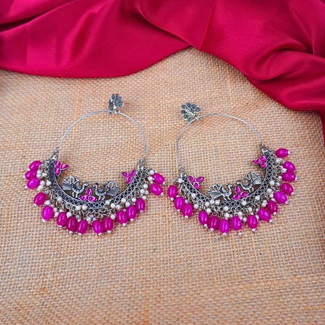 Pink Prisha Chandbali - Elegant Ethnic Jewelry